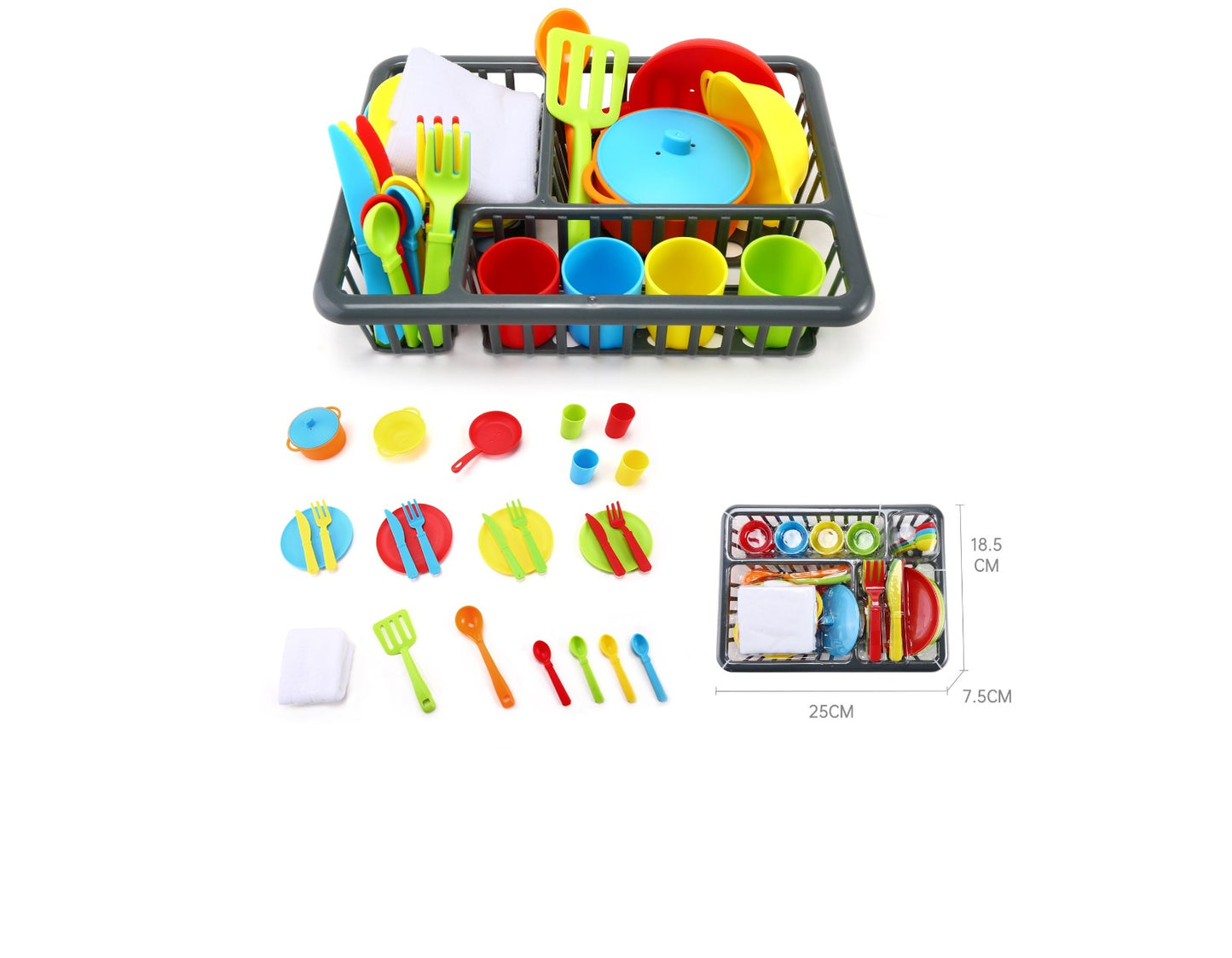 סט כלי אוכל במתקן ייבוש 42 חלקים