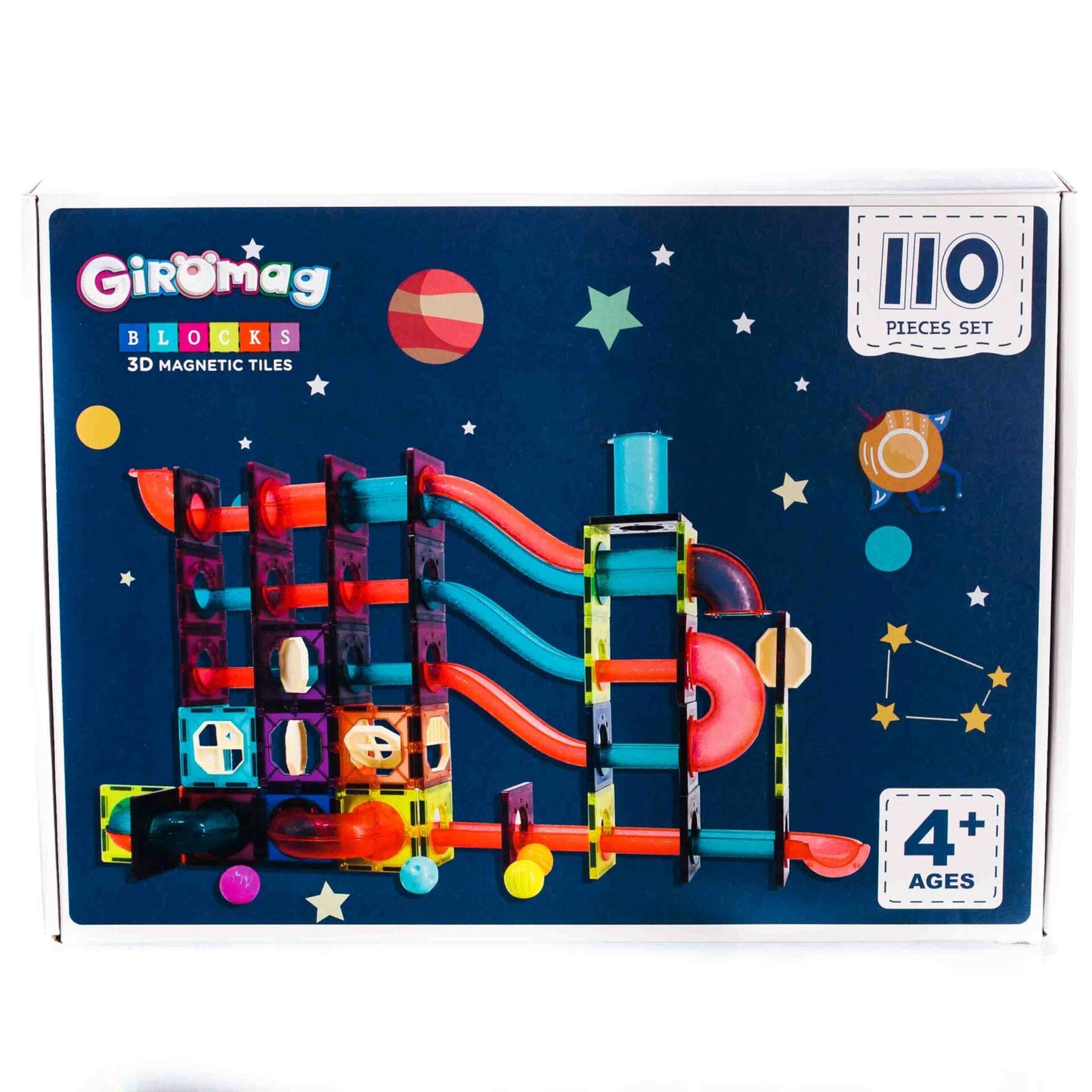 משחק מגנטים מסלולים 110 חלקים עם כדורים זוהרים